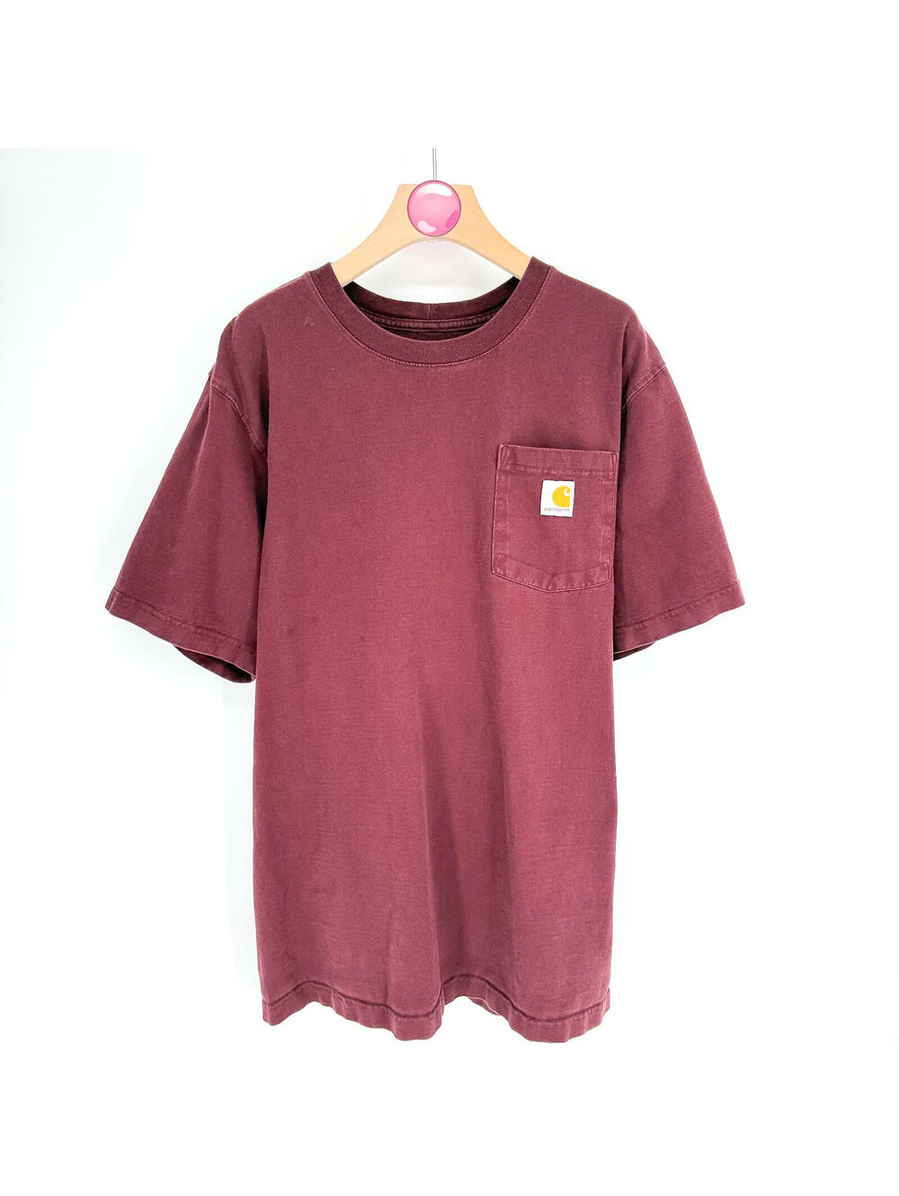 Carhartt Original Pocket TShirt Maroon Burgundy Workwear Mens Large Tall Relaxed